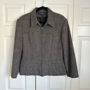 Braebrook Jacket Womens M Gray Wool Zip Up Tweed Blazer Office Preppy Old Money